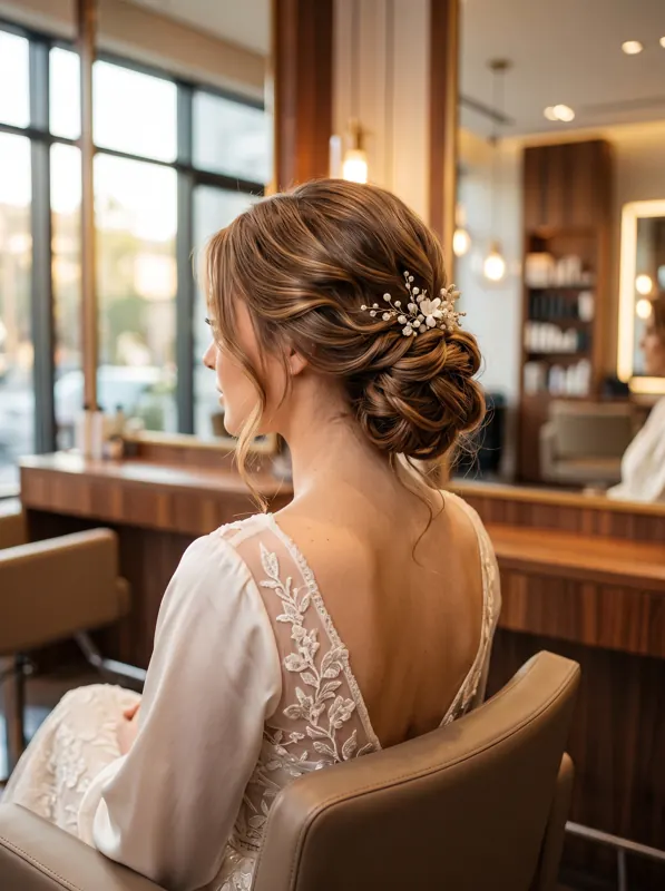 Resultado: penteado preso com acessório para evento